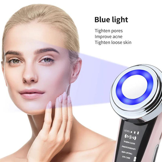 EMS Microcurrent Facial Massager — LED Light Therapy Skin Tightening Device
