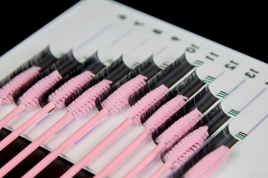 Lash lift silicone rods and pads in different sizes laid out