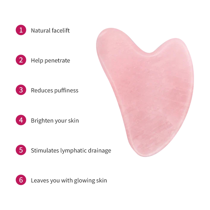 Gua Sha Facial Stone — Natural Rose Quartz