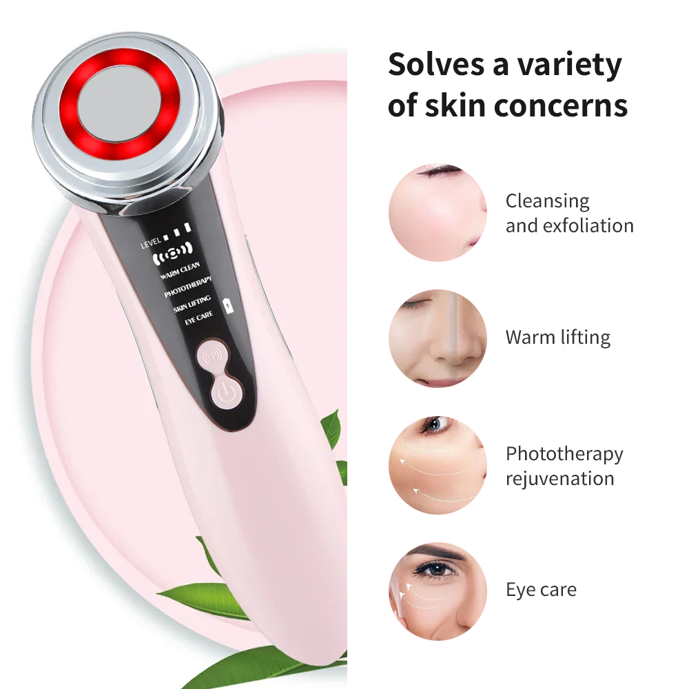 EMS Microcurrent Facial Massager — LED Light Therapy Skin Tightening Device