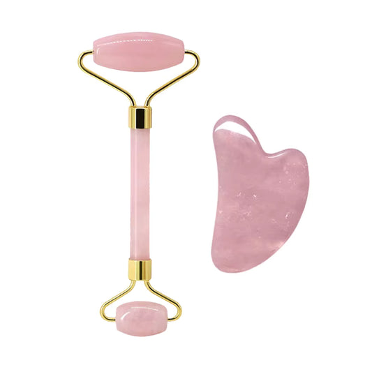 Rose Quartz Facial Roller & Gua Sha Set
