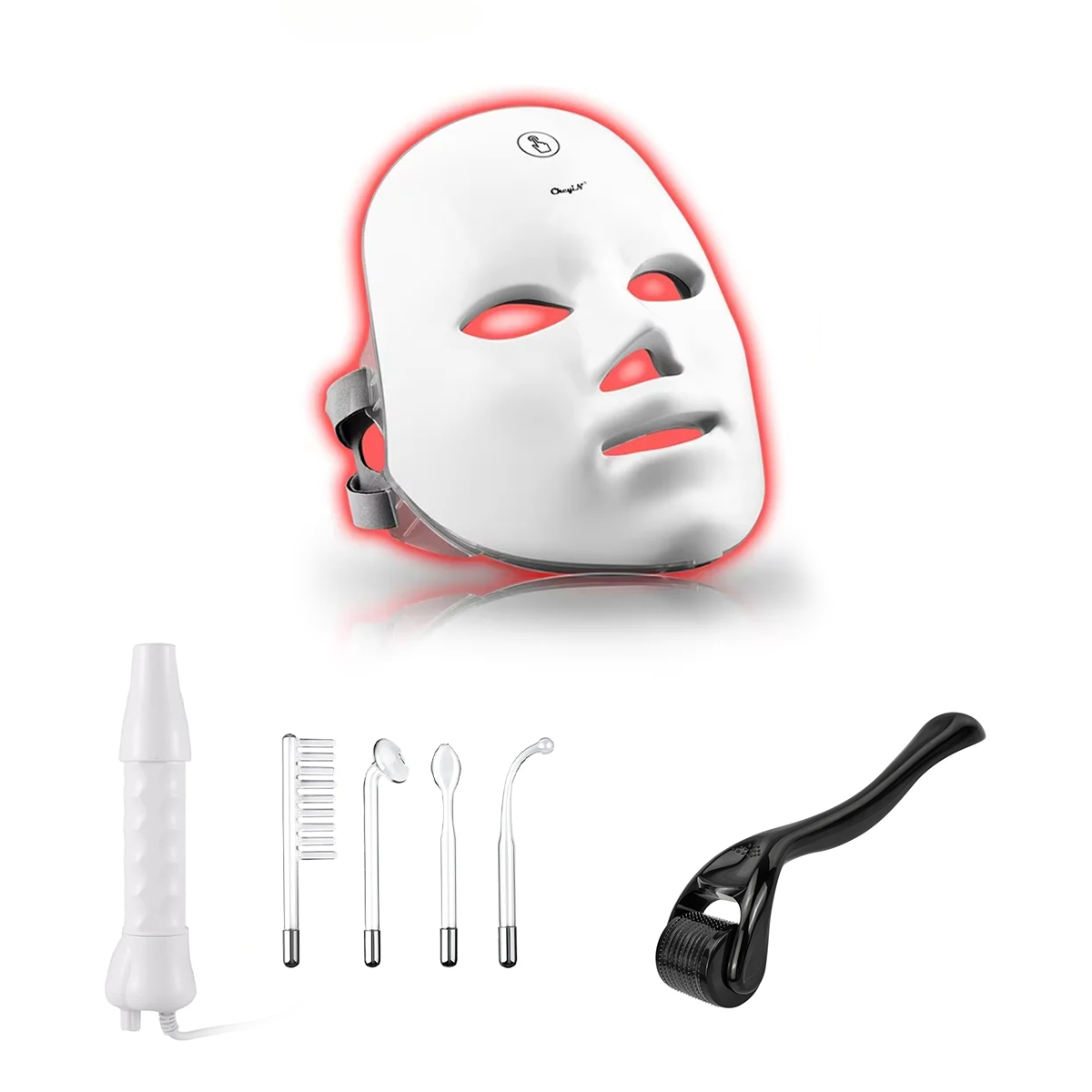 Glow & Go Skin Set — LED Mask, High Frequency Wand & Derma Roller